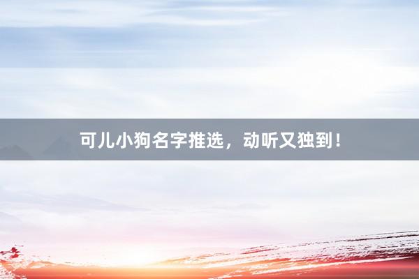 可儿小狗名字推选，动听又独到！